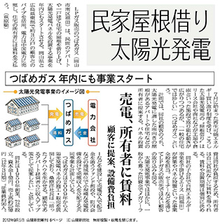 2012年09月05日 山陽新聞 民家屋根借り太陽光発電について