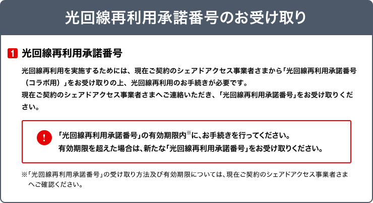 光回線再利用手続きの流れ