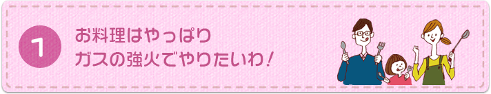 お料理はやっぱりガスの強火でやりたいわ！