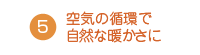 空気の循環で自然な暖かさに