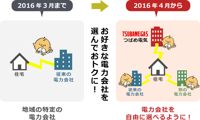 お好きな電力会社を選んでおトクに！